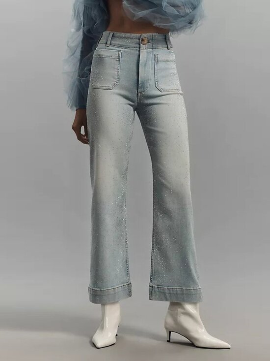 Anthropologie Denim - Maeve Colette Rhinestone High-Rise Wide-Leg Jeans NWOT